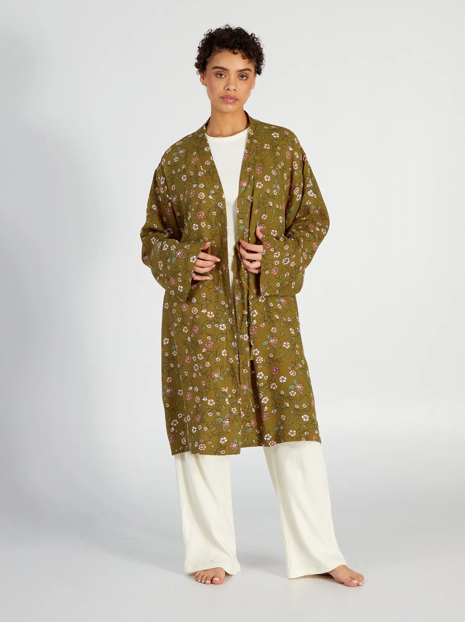 Accappatoio in twill con motivo - GIALLO