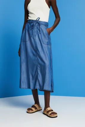 In TENCEL™: gonna midi effetto jeans