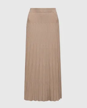 JOSEPH Gonna midi in lana a coste beige JF006880